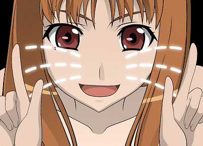 Spice and Wolf, long hair, transparent, red eyes, anime, Holo The Wise Wolf, anime vectors - duplicate desktop wallpaper