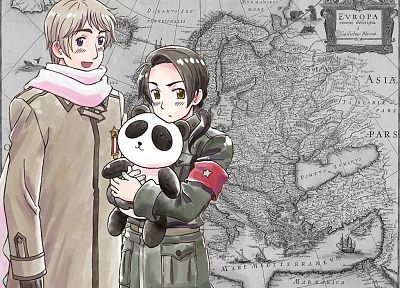 China, Russia, panda bears, maps, anime, Axis Powers Hetalia - desktop wallpaper