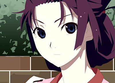 blue eyes, Bakemonogatari, purple hair, Senjougahara Hitagi, anime, anime girls, Monogatari series - random desktop wallpaper