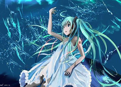 Vocaloid, Hatsune Miku, blue eyes, long hair, blue hair - desktop wallpaper
