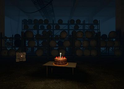Portal, Companion Cube, the cake is a lie, cakes - related desktop wallpaper
