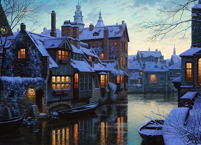 winter, cityscapes, artwork - desktop wallpaper