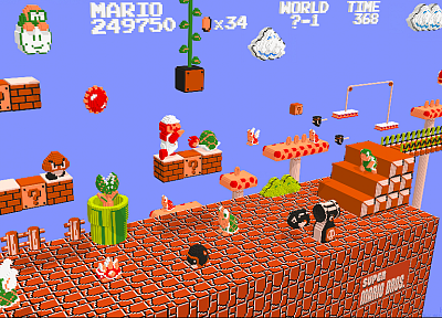 Nintendo, Super Mario, voxels - desktop wallpaper