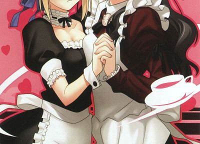 Fate/Stay Night, Tohsaka Rin, maids, Saber, Fate series - desktop wallpaper