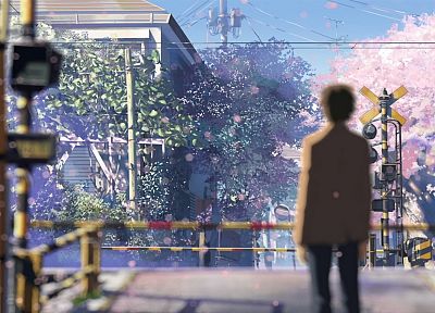 Makoto Shinkai, 5 Centimeters Per Second, railroad crossing - random desktop wallpaper