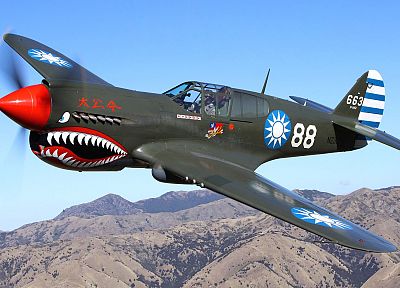 aircraft, military, World War II, Warbird, Curtiss P-40, fighters - desktop wallpaper