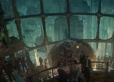 video games, BioShock, Rapture, party, globes - duplicate desktop wallpaper