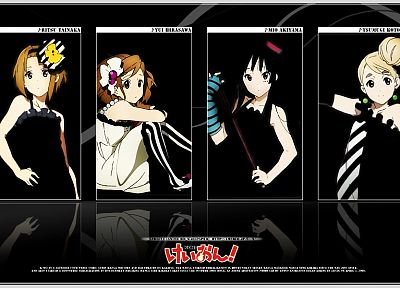 K-ON!, Hirasawa Yui, Akiyama Mio, Tainaka Ritsu, Kotobuki Tsumugi, striped legwear - desktop wallpaper