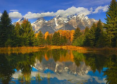 autumn, Wyoming, Grand Teton National Park, National Park, reflections - random desktop wallpaper