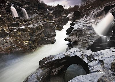 rocks, Scotland, waterfalls, rivers - desktop wallpaper