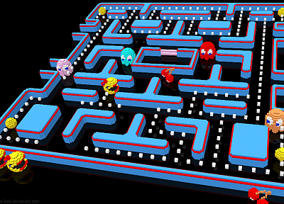 Pac-Man, voxels - random desktop wallpaper