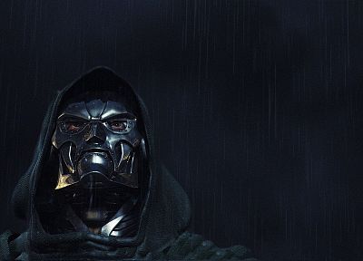rain, masks, Dr. Doom - random desktop wallpaper