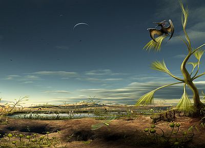 birds, deserts, Moon, plants, alien landscapes - duplicate desktop wallpaper