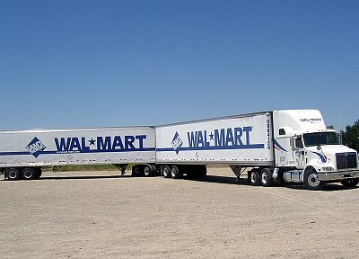 trucks, semi, Walmart, turnpike doubles, road train, vehicles - random desktop wallpaper