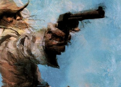 Metal Gear, pistols, cowboys, artwork, Revolver Ocelot - random desktop wallpaper