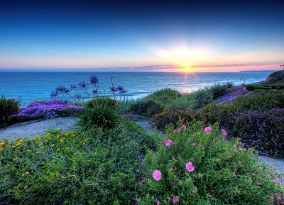sunset, landscapes, nature, Pacific - desktop wallpaper