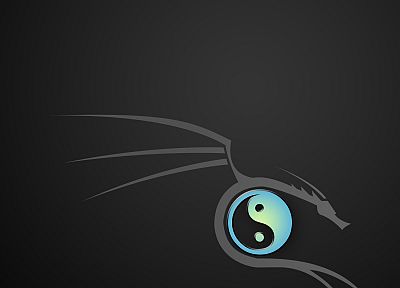 dragons, gray, yin yang, BackTrack, simple background - random desktop wallpaper