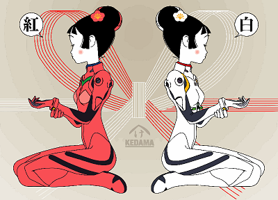 Japan, Japanese, Neon Genesis Evangelion, Kohaku, kouhaku - duplicate desktop wallpaper