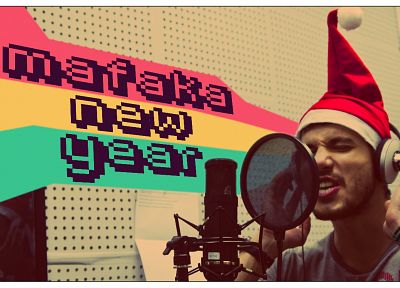 tattoos, studio, New Year, microphones, Santa Claus hat - related desktop wallpaper