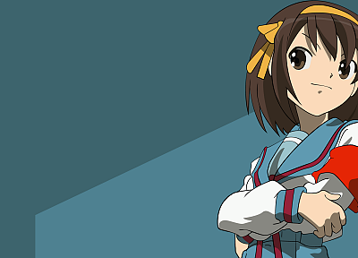 school uniforms, The Melancholy of Haruhi Suzumiya, anime girls, Suzumiya Haruhi - related desktop wallpaper