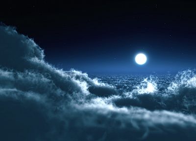 clouds, Moon - random desktop wallpaper
