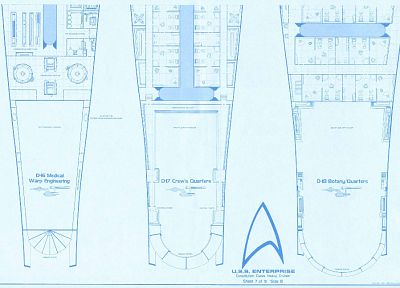 Star Trek, blueprints, spaceships, vehicles, USS Enterprise, Star Trek logos, Star Trek schematics - desktop wallpaper