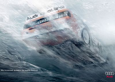 water, cars, Audi, advertisement - random desktop wallpaper