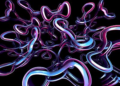 abstract, coil, 3D, black background, entangled - desktop wallpaper