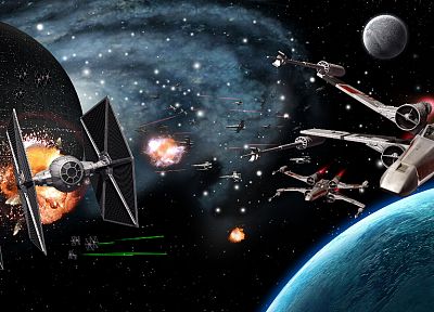 Star Wars, Death Star, X-Wing, Tie fighters, Star destroyers - random desktop wallpaper