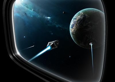 outer space, futuristic, planets, spaceships, vehicles, window panes - desktop wallpaper