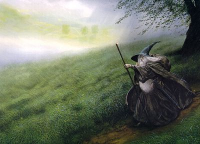 Gandalf, The Lord of the Rings, The Hobbit, John Howe, The Shire - related desktop wallpaper
