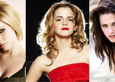 women, Emma Watson, Avril Lavigne, Kristen Stewart - random desktop wallpaper