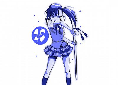Mahou Sensei Negima, school uniforms, Sakurazaki Setsuna, simple background - desktop wallpaper