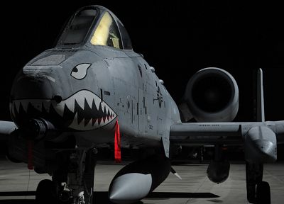 aircraft, military, Warthog, sharks, United States Air Force, A-10 Thunderbolt II, fighters, A-10 - desktop wallpaper