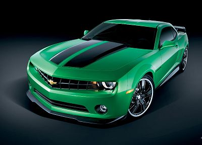 green, cars, Chevrolet Camaro - desktop wallpaper