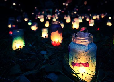 night, lights, lanterns - desktop wallpaper