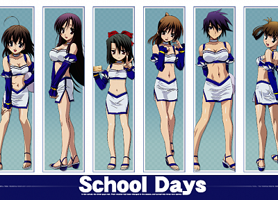 School Days, Katsura Kotonoha, Kiyoura Setsuna, Saionji Sekai, Kuroda Hikari - random desktop wallpaper
