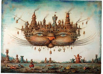 Alice in Wonderland, alternative art, artwork, Cheshire Cat - desktop wallpaper