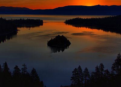 sunset, mountains, landscapes, lakes - desktop wallpaper