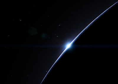 sunrise, blue, stars, planets - desktop wallpaper