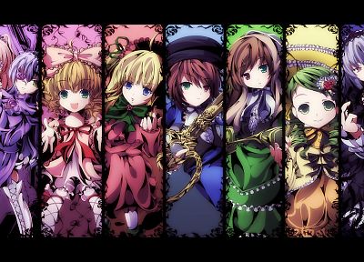 Rozen Maiden, Shinku, Suiseiseki, Suigintou, Souseiseki, Kanaria, anime, Hina Ichigo, Barasuishou, Kirakishou - related desktop wallpaper