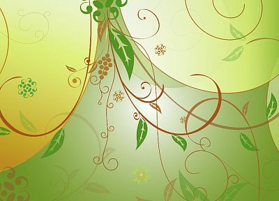 green, nature, floral, vector art - desktop wallpaper