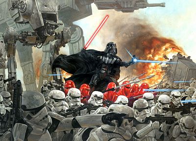 stormtroopers, lightsabers, Darth Vader - desktop wallpaper