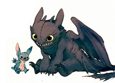 cartoons, toothless, How to Train Your Dragon, stitch, Lilo And Stitch - related desktop wallpaper