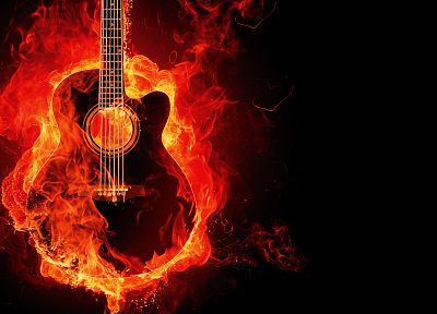 fire, guitars - duplicate desktop wallpaper