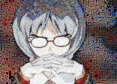 Ayanami Rei, Neon Genesis Evangelion, mosaic, anime girls, Ikari Gendo - related desktop wallpaper
