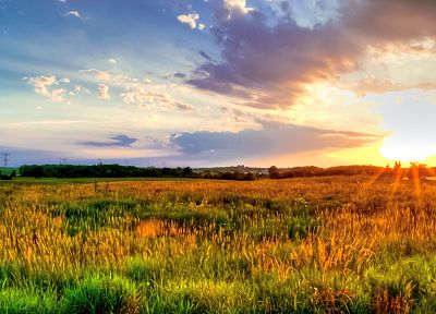 sunset, meadows - random desktop wallpaper