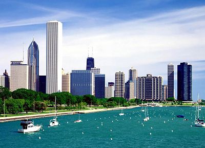 landscapes, Chicago, boats, Lake Michigan - desktop wallpaper