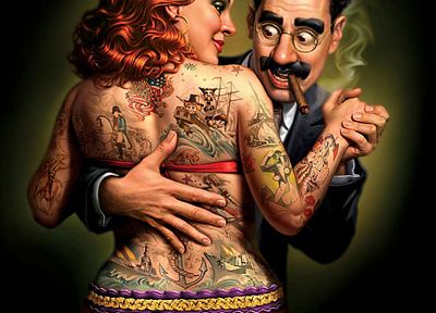 tattoos, London, artwork, dancing - duplicate desktop wallpaper