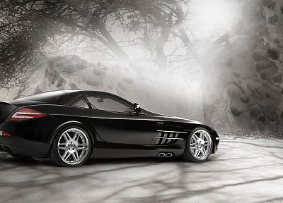 black, cars, vehicles, supercars, Brabus, Mercedes-Benz SLR McLaren - random desktop wallpaper